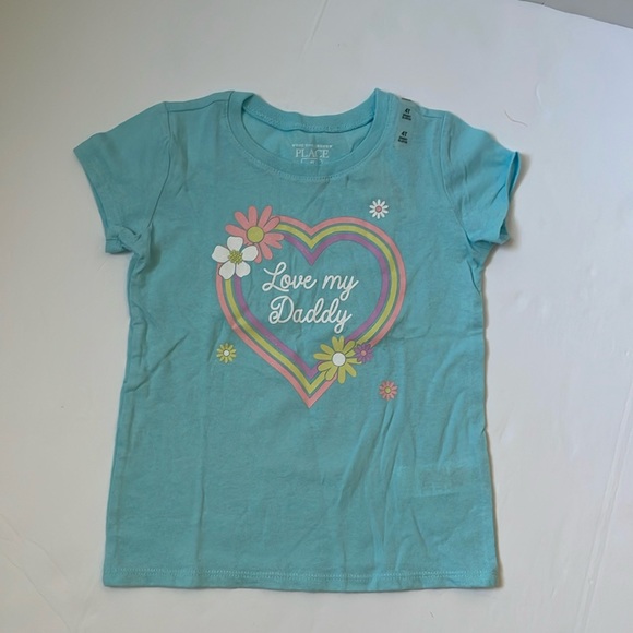 The Children Place graphic tee, blue splash , size 4T. Heart with LOVE MY DADDY - Picture 3 of 17
